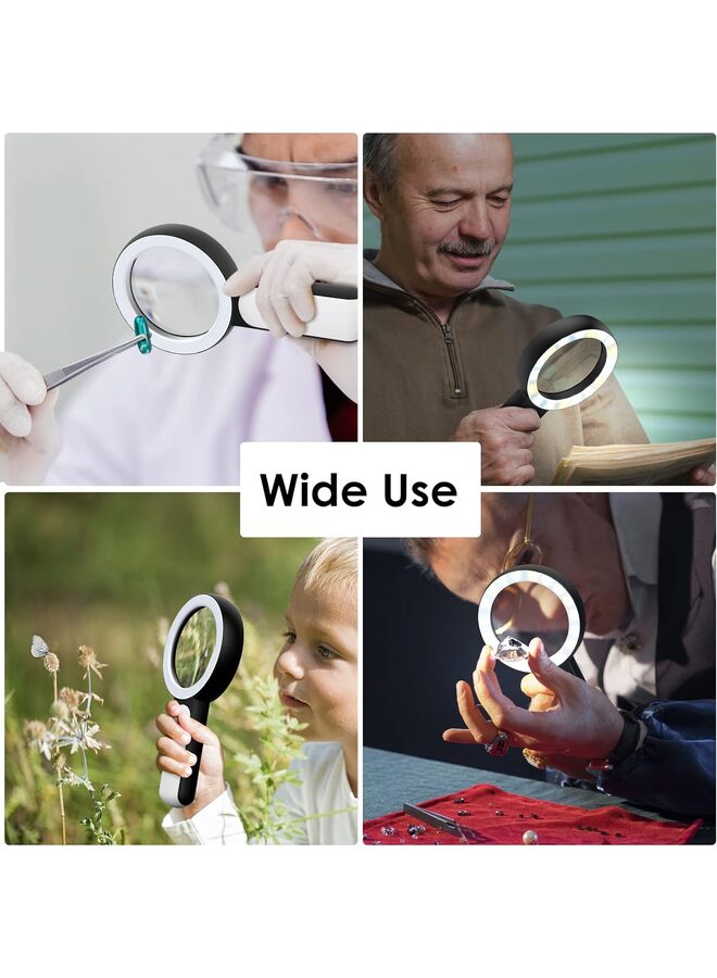 LAMAY Magnifying Glass with Light, Handheld Large 18LED Cold and Warm Light, Illuminated Magnifier for Seniors Reading, Inspection, Coins, Jewelry, Exploring - Image 4